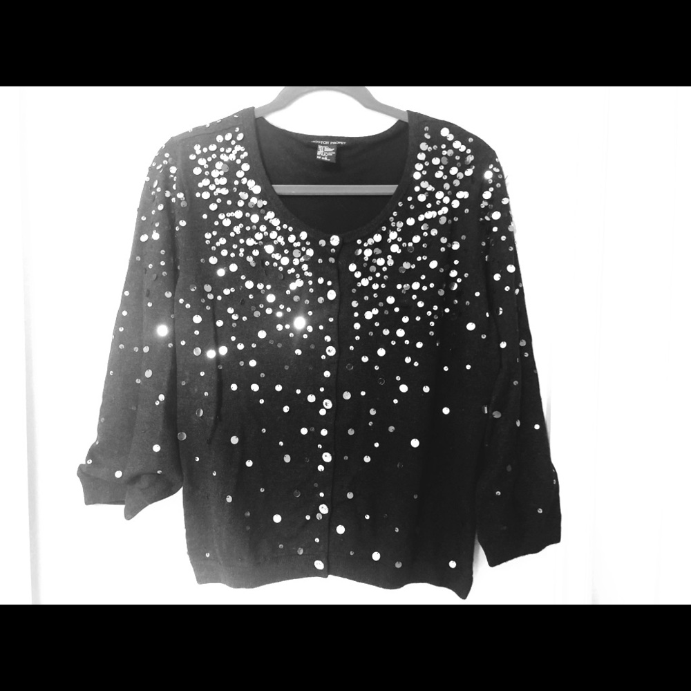 Boston Proper silk blended embellishes sweater.